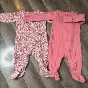 Wonder Nation Pink and Floral Kids Footies